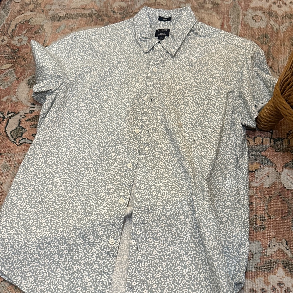 J. Crew Factory Men's Gray Patterned Button-Down Shirt